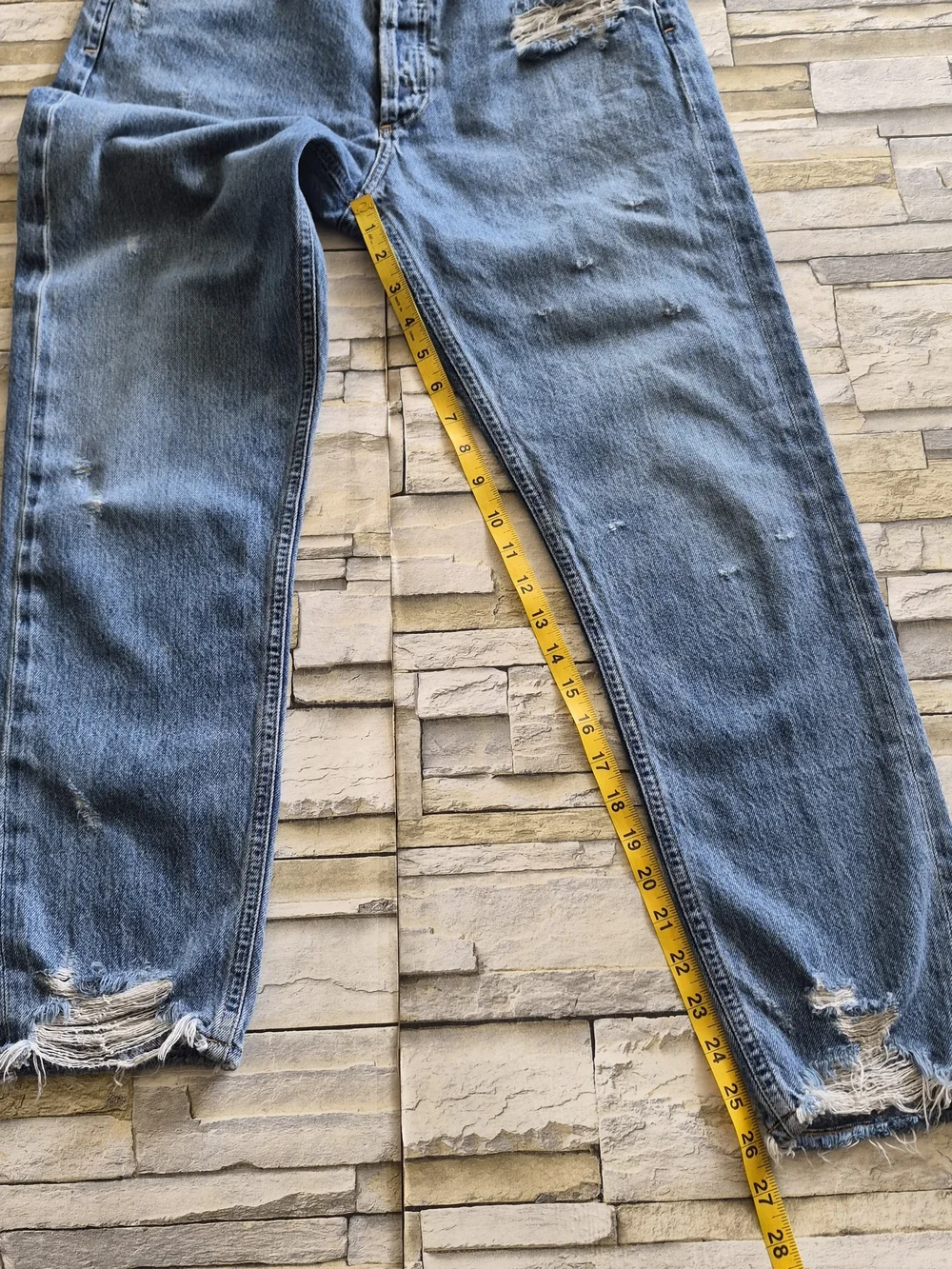 AGOLDE Jamie High Rise Jeans Women's  29 Blue Distressed Button Fly Rigid Denim